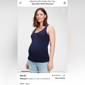 Euc maternity rib Henley tank top navy small original packaging snap front $35